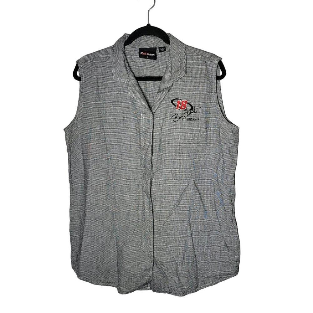 Chase Authentics Women's Nascar Bobby Labonte Button-Down Sleeveless Shirt Large
